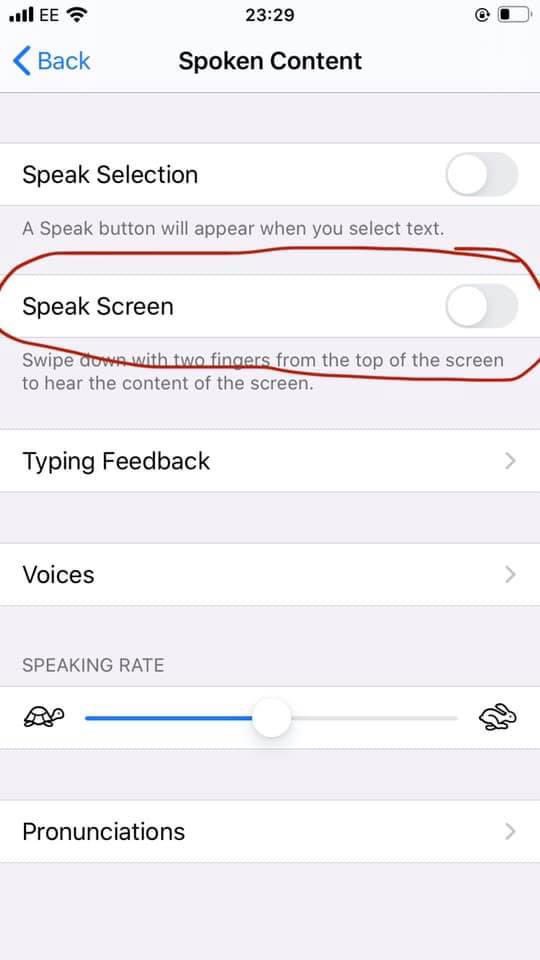 MissSherry14's tweet photo. Tip for anyone who has an iPhone or iPad. If there’s a lot of instructions/a lot of text and you’re struggling to read it all, try this out - your device will read the text out to you. Go to settings, accessibility, spoken content, speak screen or speak selection. https://t.co/VFNdwPzcwh