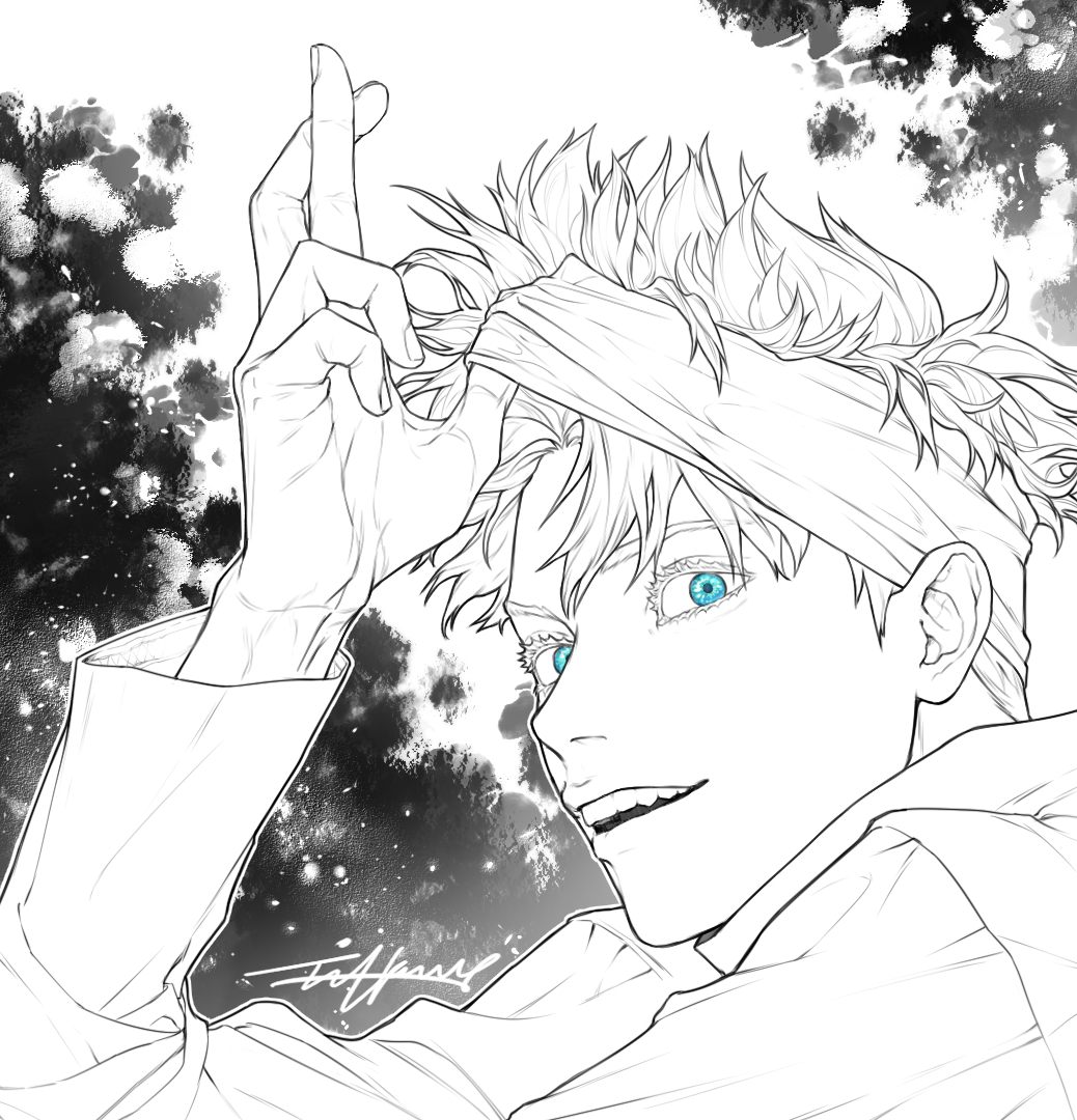 lineart commission 

also thanks for all the hearts and retweets on the venti piece!!???
#Gojo #JujutsuKaisen 