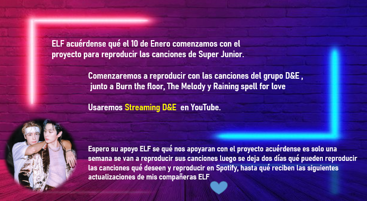 SuperJuniorElf5's tweet photo. Ayer comenzamos el Proyecto para reproducir las canciones de nuestros #suju
Usen en YouTube: Streaming D&E ๐ฅฐ
Es solo una semana #Elf
Por Favor compartan este #Tweet ๐
๐ผ๐ง #SUPERJUNIOR #superjunior2021 #fandomElf #streaming https://t.co/tpm4QW3R4c