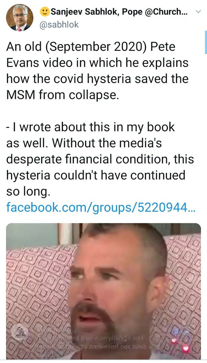 Sabhlok believes* we are at war with China* No pandemic, just a flu. Media created panic for £* lockdown 'greatest ever crime against humanity'. * Victoria is Nazi police state * Trump won, Biden stole the election * Vaccine sceptic (but over 75s might consider them)