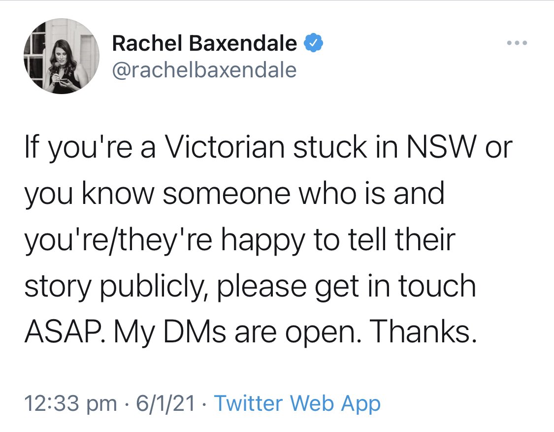 Take as an example Rachel putting a call out to share people’s border closure stories. Unsurprisingly, this was met with a raft of negative responses and accusations that she’s trying to create more negative anti-Dan stories. Given her history, could we really blame them?