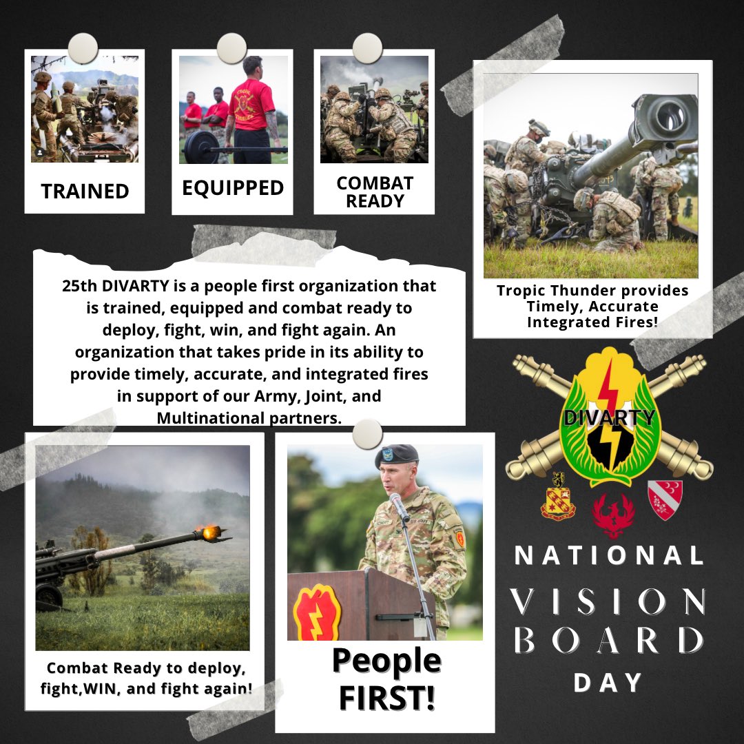 25thDivarty's tweet image. 25th DIVARTY is a people-first organization that is trained, equipped, &amp;amp; combat ready to deploy, fight, win, &amp;amp; fight again. An organization that takes pride in its ability to provide timely, accurate, and integrated fires in support of our Army, Joint, &amp;amp; Multinational partners.