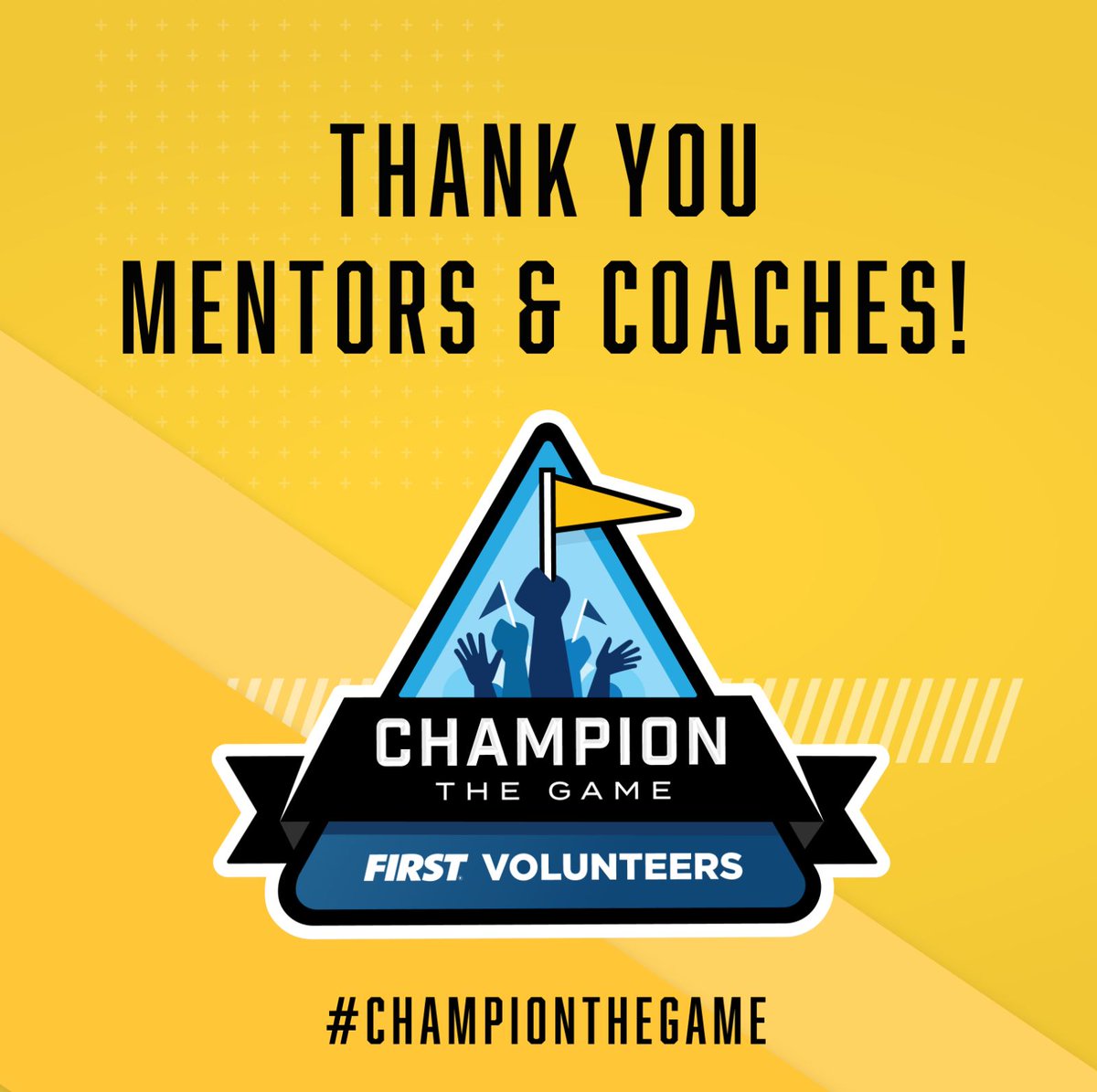 FIRSTweets's tweet photo. Mentors and coaches, you #CHAMPIONTHEGAME! Enter our mentor raffle now for a chance to win exclusive FIRST merch and have your name and team announced on an upcoming episode of Beyond the Bots on FIRSTtv: https://t.co/yd4LHaiO43 #MentoringMonth #FIRSTvolunteer https://t.co/CwbFsjBcNY