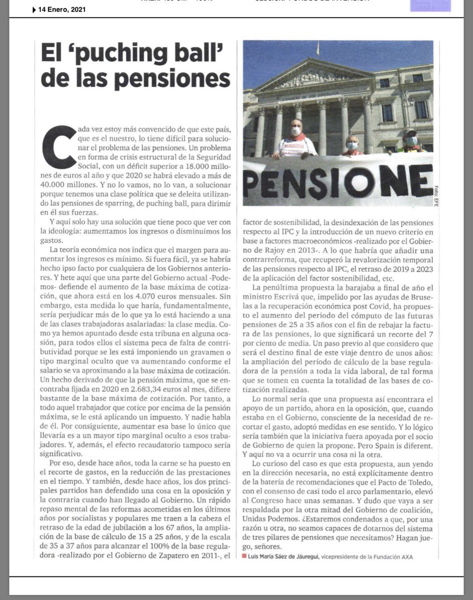 📣 #Artículo (2021): “El ‘puching ball’ de las pensiones”. @inversionbw <a href="/finanzascom/">finanzas.com</a> Inversión y Finanzas, nº 1219. Pág. 57.
🌐
Léelo aquí:
