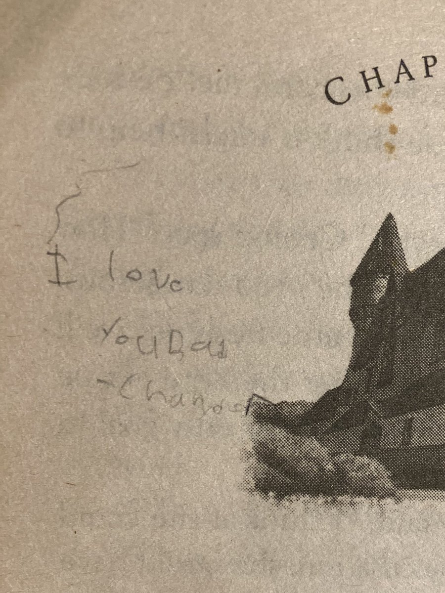 farringtonmath's tweet photo. I am currently reading the Fablehaven series with my youngest son. Years ago I had read the same series with my oldest son, Chandler. He was about half a book ahead of me and started leaving me notes in the margins. I found this as my youngest and I were reading this weekend. https://t.co/314zncKJ5a