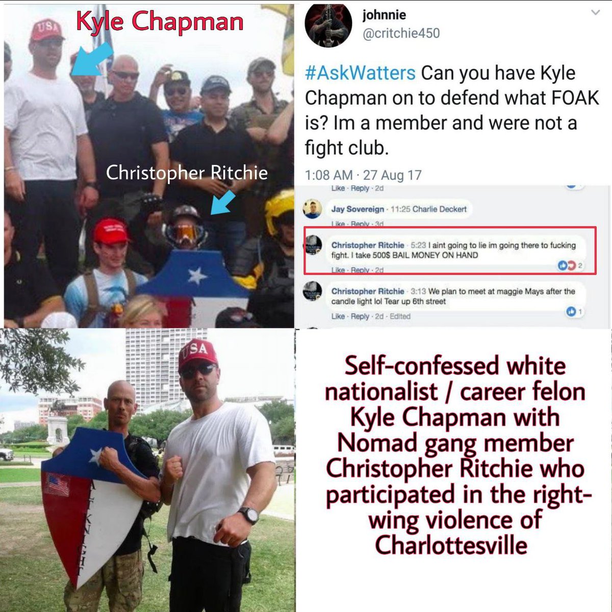ConfedSmashTX's tweet photo. @critchie450 Desperately cleaning to absurd propaganda looks pathetic on your part Chris. Why should anyone believe you when you're not even straight about your Nazi associations? #ProudBoyTerrorists https://t.co/FTIy9Mr6oD