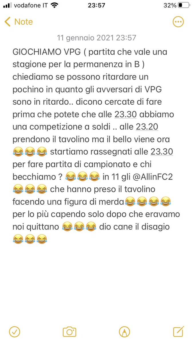 VOLEVO FARE UN PLAUSO A UNA SQUADRA DI 11 IDIOTI E 11 RITARDATI CHE HANNO FATTO UNA FIGURA DI MERDA CHE LI COLLOCA AL PRIMO POSTO, LA GENTE STA MALE MA PER 3 PUNTI QUESTO ED ALTRO ‼️‼️ 
BRAVI @AllinFC2 😂😂😂
DIO PORCO 😂😂😂
VIDEO NEI COMMENTI 🎥🎥🎥👇👇👇👇