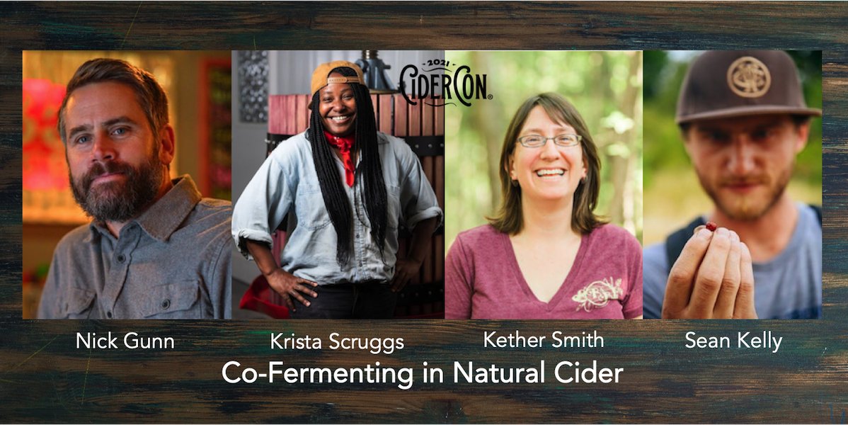 cidercon's tweet photo. Stoked to have Nick Gunn of Benchgraft Consulting, @KristaScruggs of Zafa Wines, Kether Smith of @botanistbarrel, and Sean Kelly of @wildcraftcider at #cidercon to talk bout natural cider co-fermentation. Sponsored by @CiderInstitute. Register today: https://t.co/irkLHMbSjs https://t.co/Poq8lAoNYw
