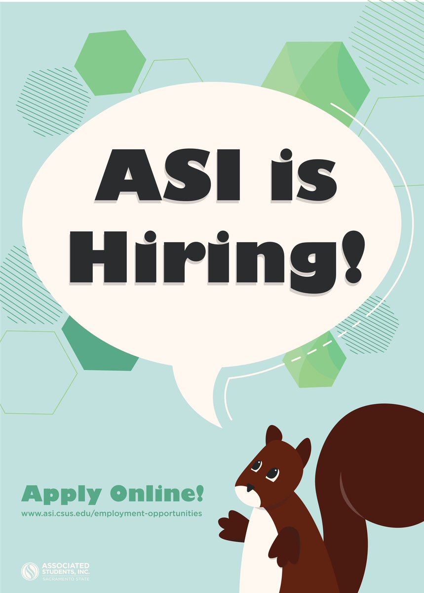 In need of a job? ASI IS HIRING! 🎉

ASI has several positions available for Sac State students and non-students! To find out more, check out asi.csus.edu/employment-opp…