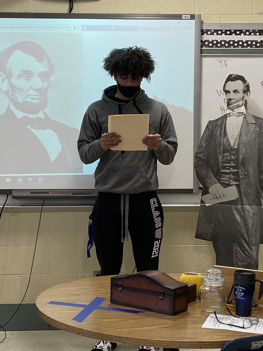 amy_adamow's tweet photo. We tricked senior Jared Evans into thinking he was reading for morning announcements. Instead, he was being presented with the Abe Lincoln Award. Way to go Jared! We are proud of you! #standardofexcellence @Cemken1 https://t.co/izedYRTBuz