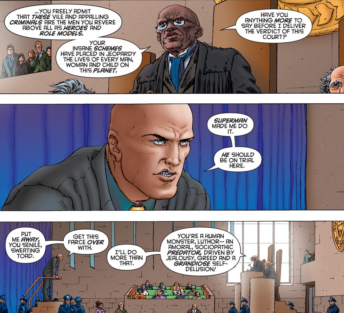 I love that in the same way Morrison summed up some fundamental aspects of Superman in a few panels, they summed up Luthor with only two in here.