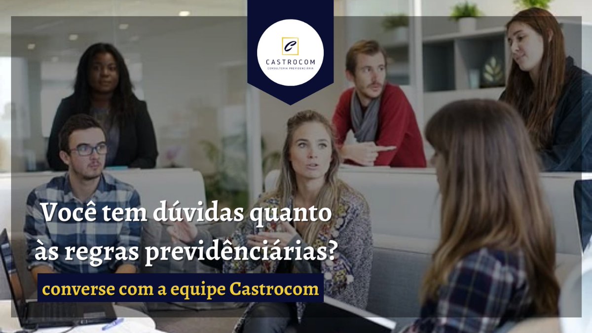 Castrocom_Prev's tweet photo. Você tem dúvidas quanto às regras previdênciárias?
Converse com a equipe Castrocom. https://t.co/r6coRXoanF