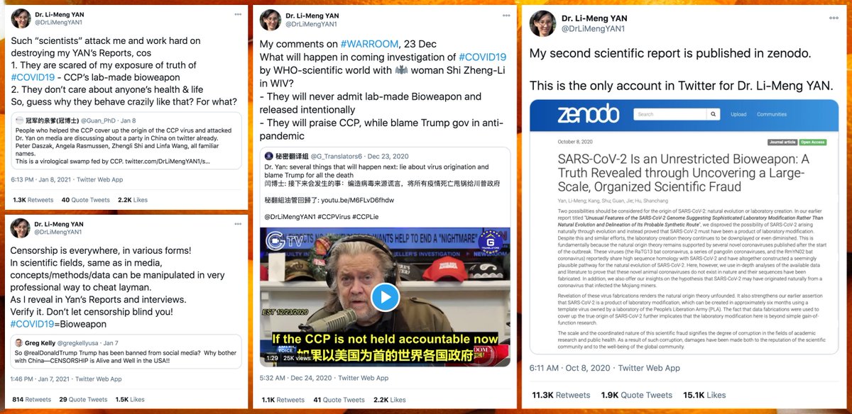 Although  @DrPaulGosar's Chinese-language followers mostly retweet other Chinese-language accounts, they retweet a few English accounts as well, including  @SecPompeo,  @RudyGiuliani, and COVID conspiracist (and frequent guest on Steve Bannon's War Room show)  @DrLiMengYAN1.
