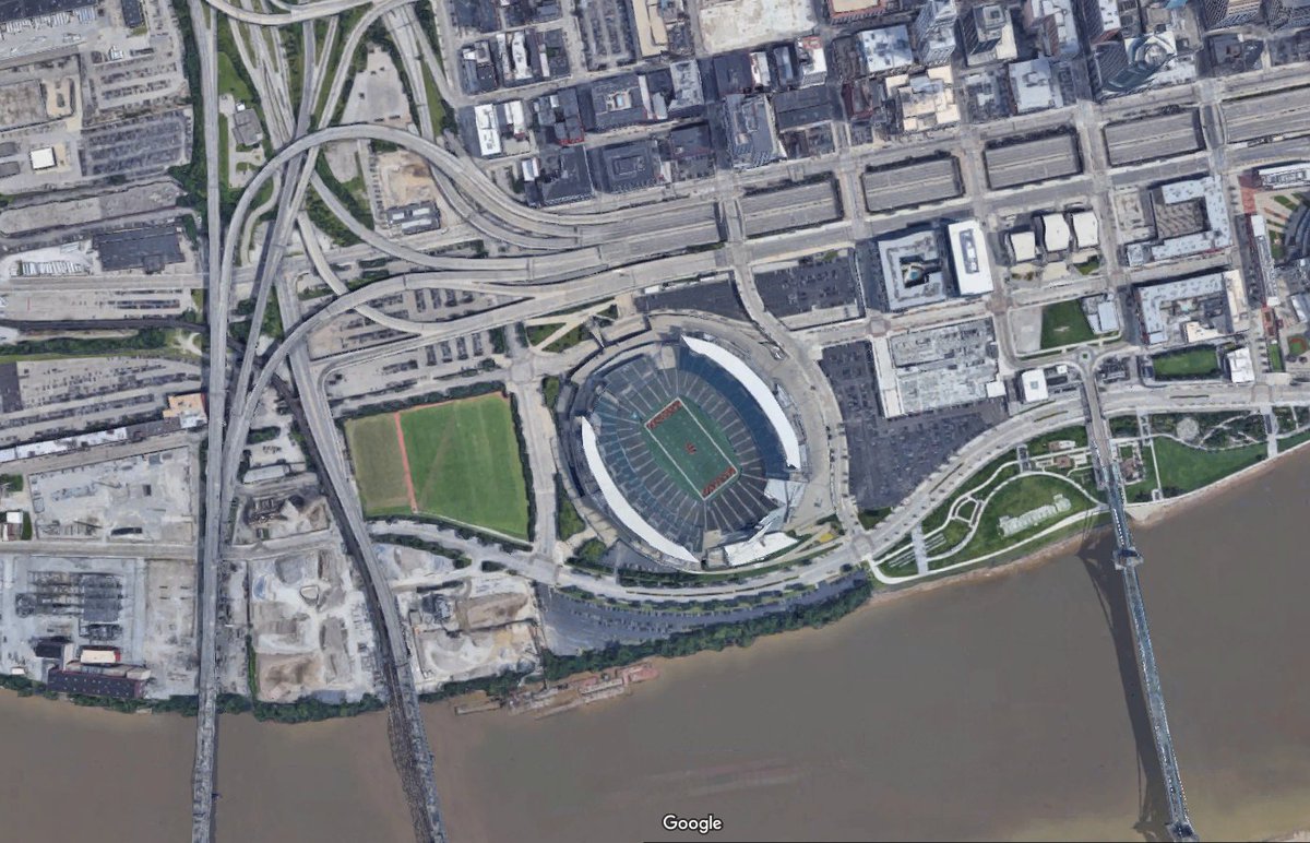 Soccer stadiums in London are the neighborhood's team. In the US, the fans come from way far out and we "tailgate", essentially admitting there isn't anything interesting to go to around the stadiumCincinnati Bengals (left) vs Chelsea FC London (right)