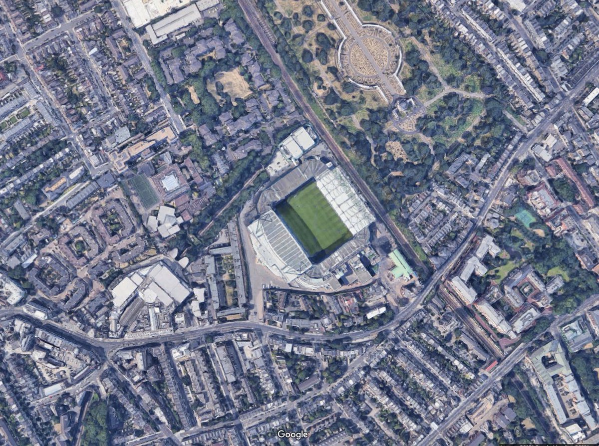 Soccer stadiums in London are the neighborhood's team. In the US, the fans come from way far out and we "tailgate", essentially admitting there isn't anything interesting to go to around the stadiumCincinnati Bengals (left) vs Chelsea FC London (right)