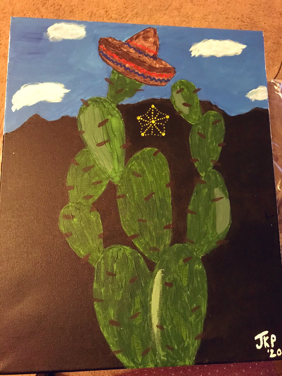 wx_Jpeg's tweet photo. What I did to stay up all night last night in preparation for midnight shifts. My first ever painting from #IPaintedThat. It’s not the best (especially the #ElPaso star), but I’ll take it. 🎨⭐️ https://t.co/oUnVOXap9v