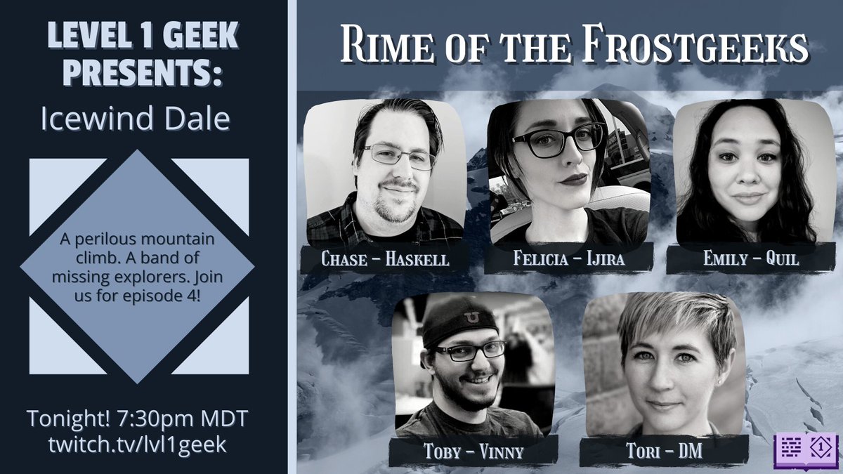 The Frostgeeks are back tonight at 7:30 Mountain Time! Tune in for episode 4, and help our heroes track down some lost (hopefully not dead) explorers. 
Twitch.tv/lvl1geek 
#dnd #dungeonsanddragons #actualplay #livestream #frostgeeks #rimeofthefrostmaiden