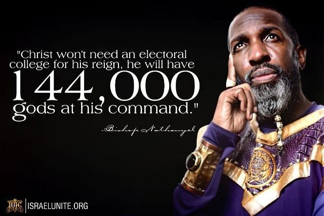 IUIC_Portland's tweet photo. “#Christ won’t need an electoral college for his reign, he will have 144,000 #gods at his command!” #Dominion #KingChrist #Rulership #Dictatorship #IUIC #144kSaviors https://t.co/jlW3I4I1GM