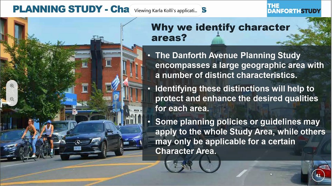 The Danforth Study has identified three different character areas along the western stretch. Because the area is targeted for change, the City starts with this assessment of the current state: