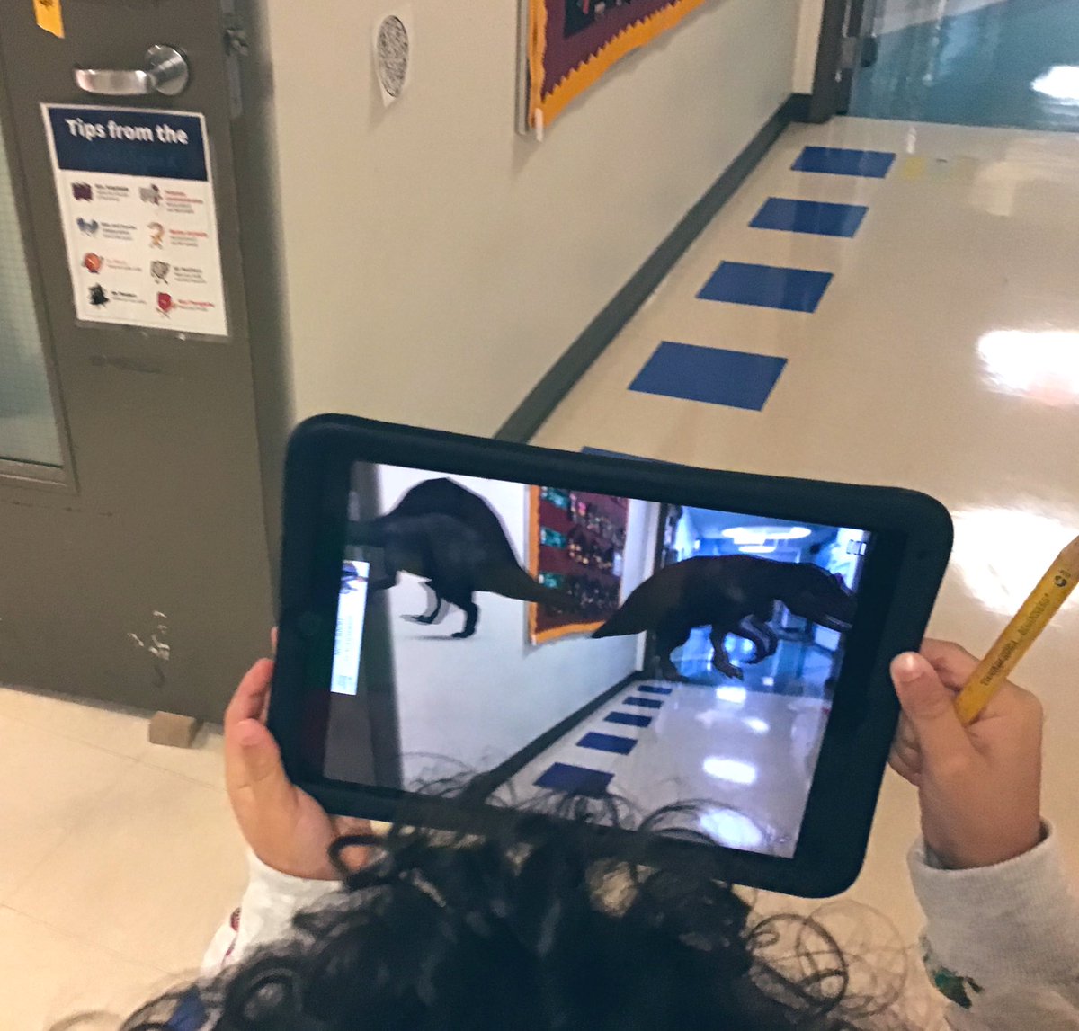 BISCLPNursery's tweet photo. There have been some large animals spotted in the BISClP corridors today! The #friendlyfoxes have been using their ICT skills to look for dinosaurs during their Dinosaur Detectives entry point. @The_IEYC @BISCLincolnPark @NAEducation #dinosaurdetectives https://t.co/CVNLiIl12R