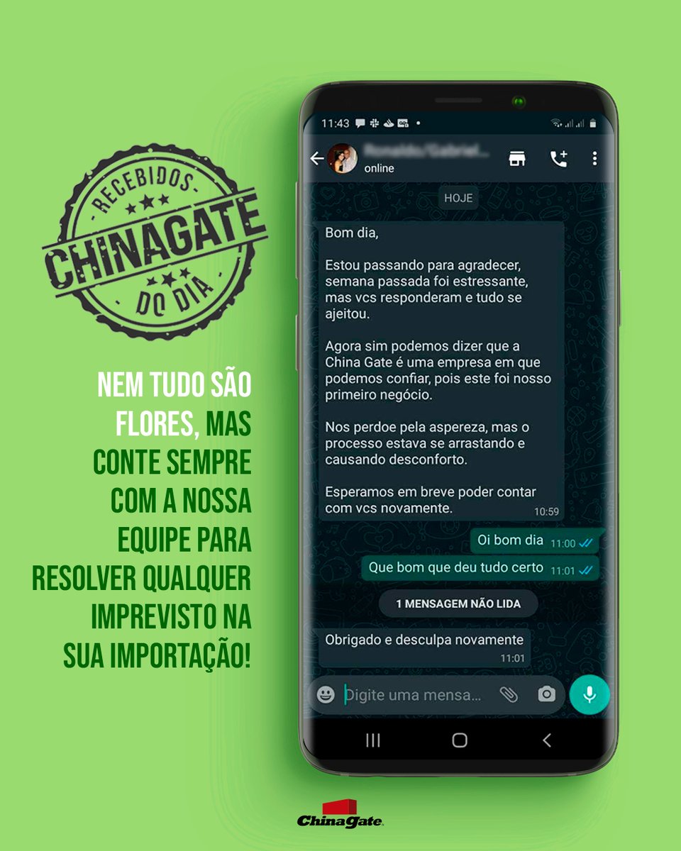 chinagatebrasil's tweet photo. Importação não é...
Conto de fadas, tem seus IMPREVISTOS.
Mas não se preocupe, nosso TIME fará de tudo para RESOLVER o que for preciso. https://t.co/oxcAQw3KAN
