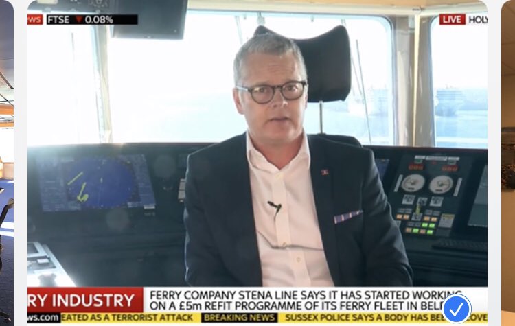 A few minutes later amazingly Niclas is doing a live TV interview with Ian King on Sky News & I collapse like a bag of washing into a chair. You really never know what goes on behind the scenes. Here’s the interview.  & next week I get to launch Stena Embla