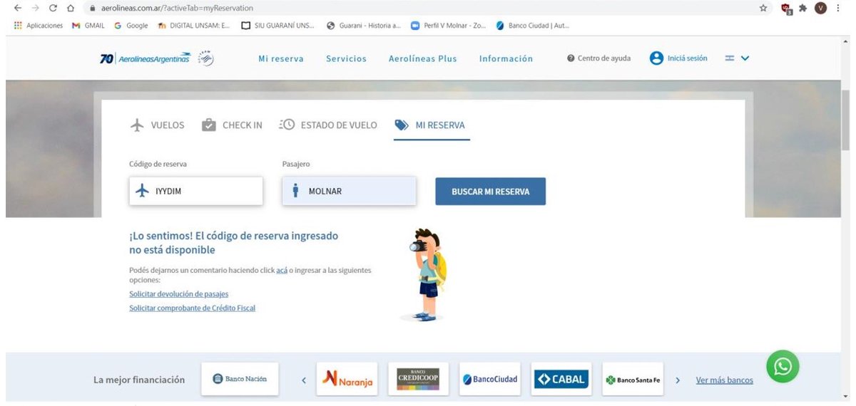 victoriamolnar's tweet photo. @Aerolineas_AR Hola @Aerolineas_AR necesito el comprobante de unos pasajes que debí cambiar porque cancelaron fecha de  vuelo y pedí dejar abiertos por facebook a lo que accedieron. El código de reserva que tenia da error. Es viaje de trabajo, más de $50 mil🙏 No me responden en el wp. Gracias https://t.co/M8Dkl4V3pF