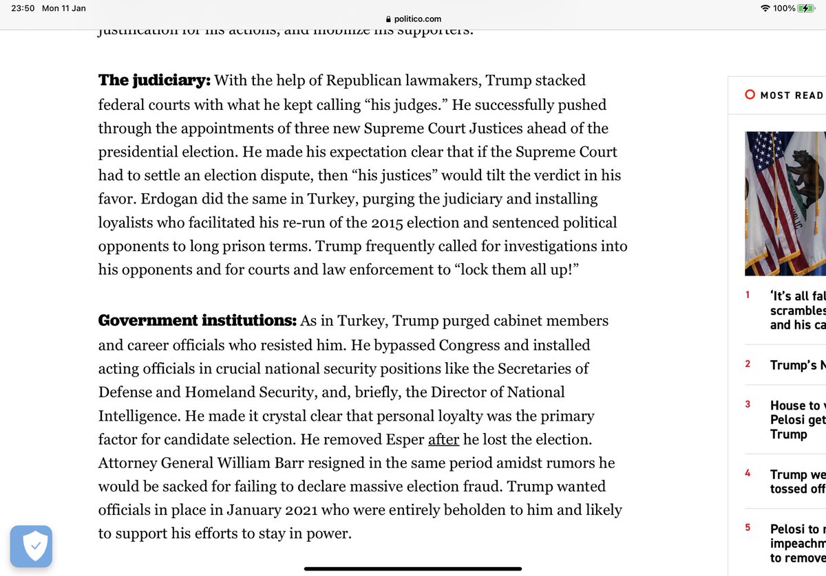 Judiciary : The indecent speed that Trump pushed through appointments of three new Supreme Court Justices, whilst making it clear that his selections would tilt and election verdict in his favour.That didn’t work so well...but plans can be improved upon.