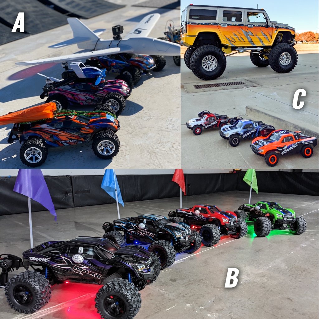 Traxxas's tweet photo. Which #Traxxas RC was your favorite in the new @DudePerfect video??
A. Rustler 4X4 VXL 🚀
B. X-Maxx 🍳
C. Slash 4X4 VXL 🐸

[[Model # 67076-4]]
[[Model # 77086-4]]
[[Model # 68086-4]]
#FastestNameInRadioControl 
#FlyingRC #RC https://t.co/OhYrcrwBj4