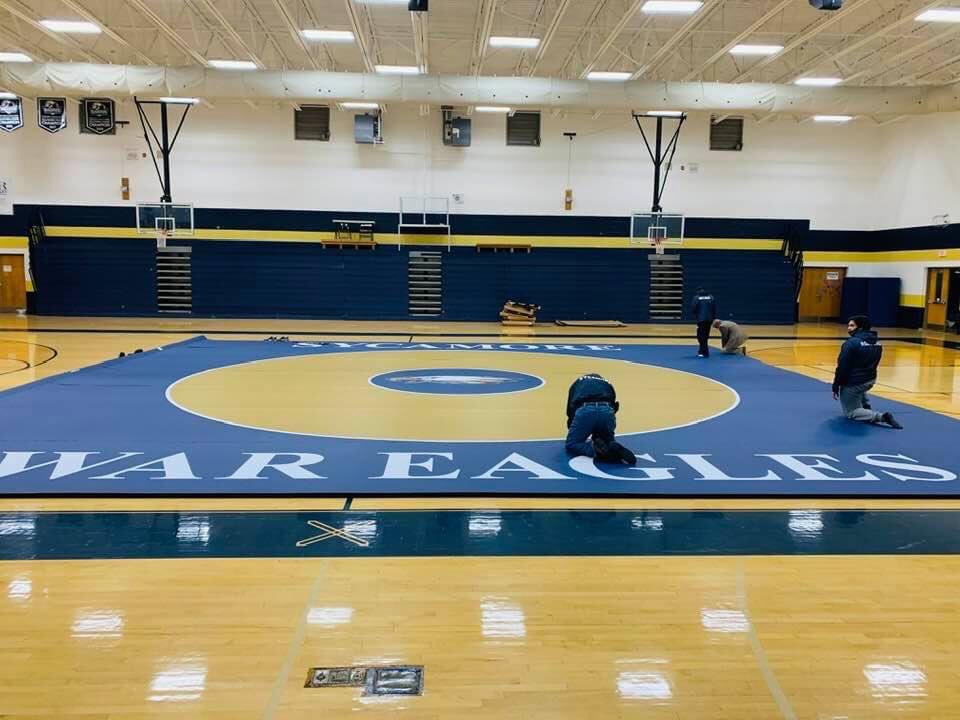 CCBOE's tweet photo. Thanks again to @Dollamur for donating new wrestling mats to the @shs_sycpride War Eagles wrestling team! Nashville MMA also made a significant donation to the team! We appreciate your kindness and generosity! #ccsdtn https://t.co/R18vSWrBAm