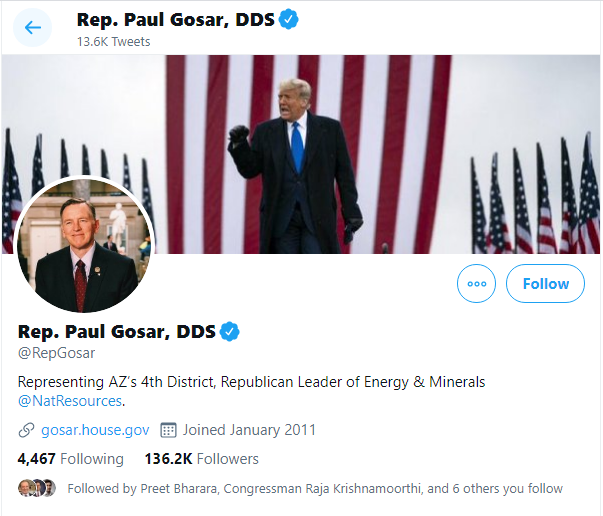 Rep Paul Gosar has also been very active on Twitter utilizing two accounts both with lots of information I'll be using in this thread. @RepGosar -  https://twitter.com/repgosar  @DrPaulGosar -  https://twitter.com/drpaulgosar 