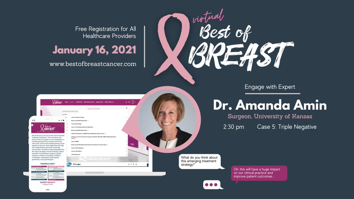 This Sat, 1/16 #BestofBreast multidisciplinary Tumor Boards will cover cases from high-risk to survivorship, including data from recent oncology meetings. Join the virtual conference for discussion about these topics. Register free: bestofbreastcancer.com @totalhealthconf