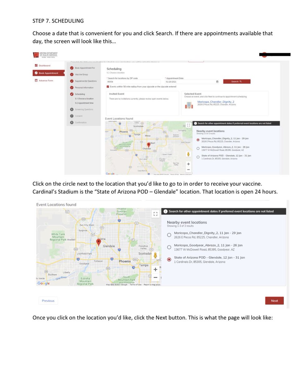 My sister said many older Arizona residents have had trouble navigating the vaccine signups so she made this guide to help! ITS A LOT OF STEPS. Please forward to any AZ people who might need help! Thread!!