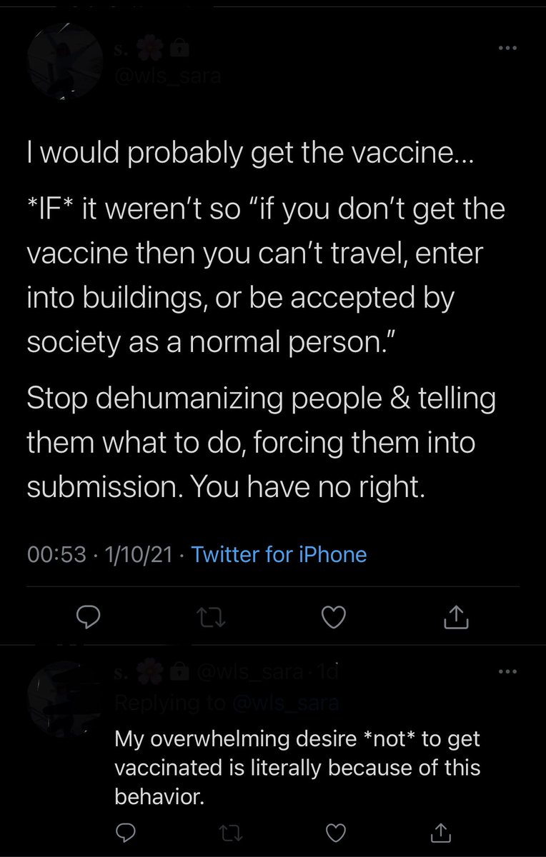 ellis1003's tweet photo. In other words “I’m going to risk people’s lives by not getting the vaccine because the government is telling me that I need to stop risking people’s lives” 🥴 https://t.co/SiQJkDG8Kj