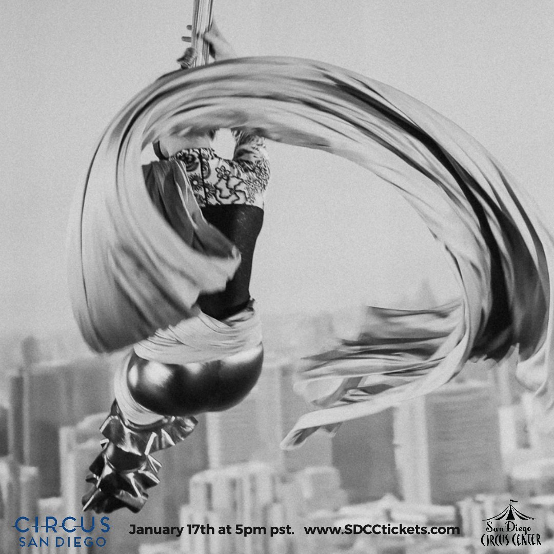 6 Days until our ONLINE WINTER SHOW! Please join us this SUNDAY at 5pm - Tickets:

SDCCtickets.com

We are so proud of our presentation of “Circus San Diego” Come experience our journey! Here Elizabeth is painting the city with her silks!

Photo: Melisande Martin