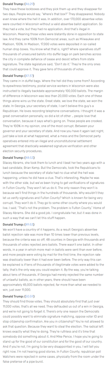 Transcript of Jan 6. Trump speech: https://www.rev.com/blog/transcripts/donald-trump-speech-save-america-rally-transcript-january-6