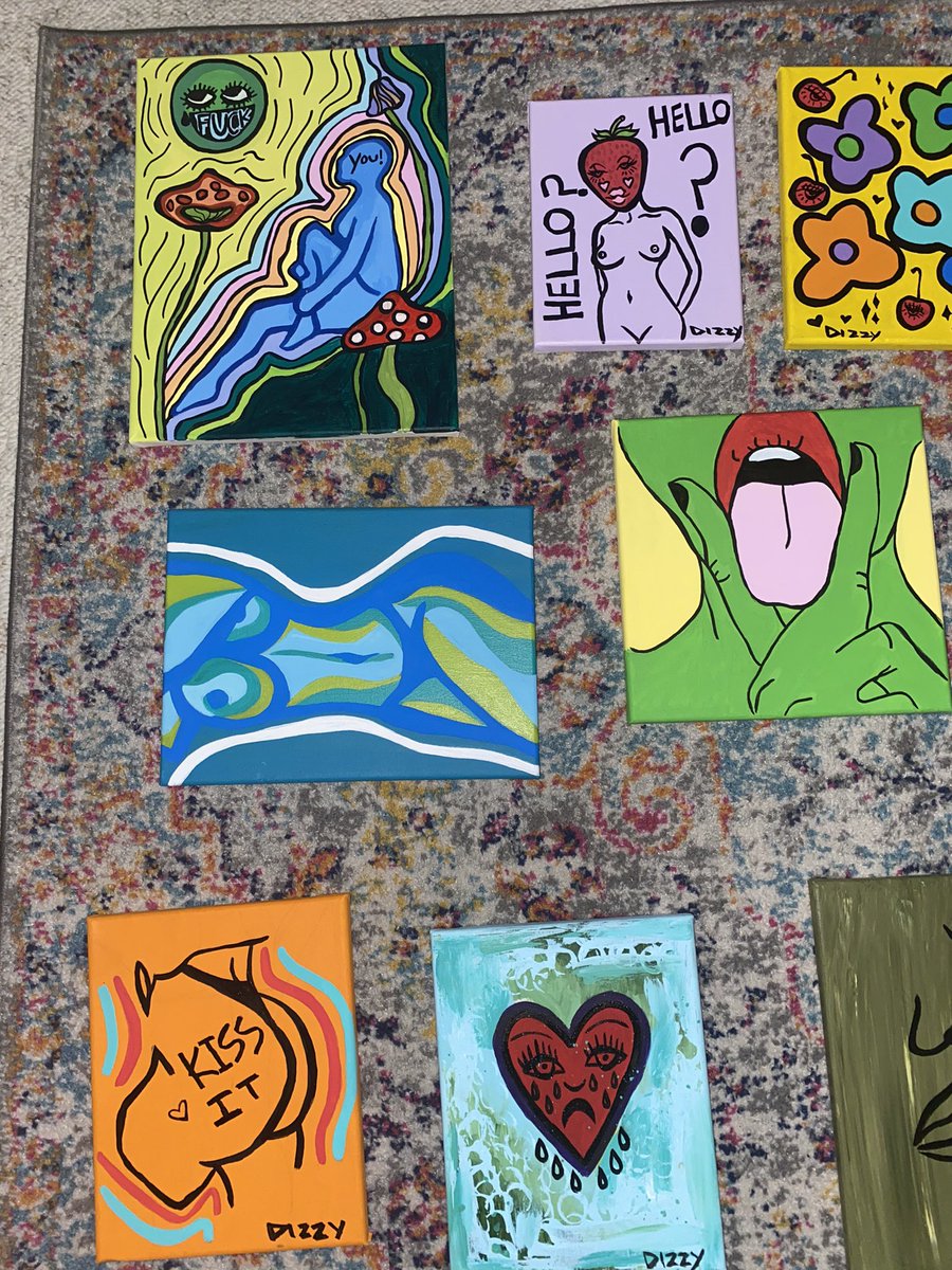 lindssspencer's tweet photo. dm me to purchase my mediocre art top right is sold 🥺💚✨ https://t.co/S0N7DeRWfa
