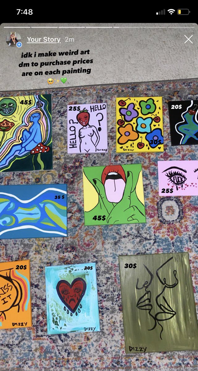 lindssspencer's tweet photo. dm me to purchase my mediocre art top right is sold 🥺💚✨ https://t.co/S0N7DeRWfa