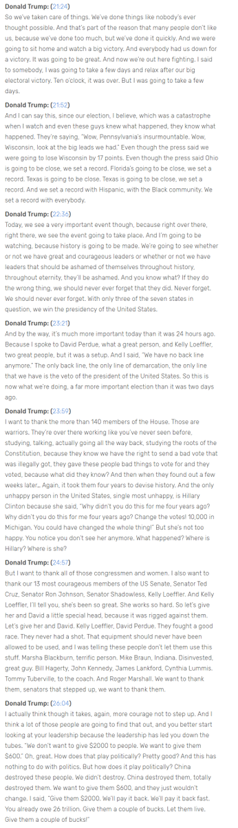 Transcript of Jan 6. Trump speech: https://www.rev.com/blog/transcripts/donald-trump-speech-save-america-rally-transcript-january-6