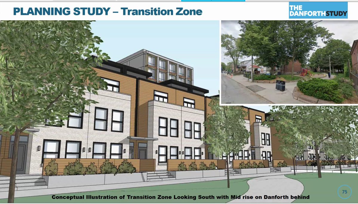The province is requiring the city to add density around these stations. This is the city's response: Allow for four houses to become eight townhouses, on each of about a dozen sites. 2/