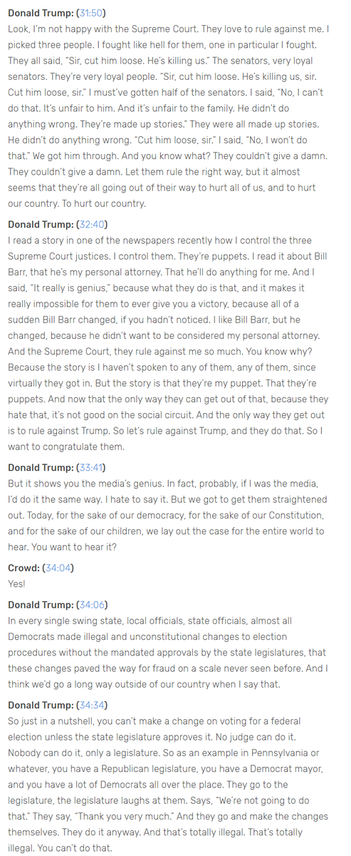 Transcript of Jan 6. Trump speech: https://www.rev.com/blog/transcripts/donald-trump-speech-save-america-rally-transcript-january-6