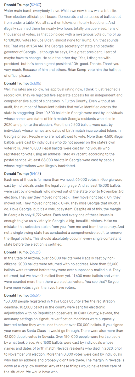 Transcript of Jan 6. Trump speech: https://www.rev.com/blog/transcripts/donald-trump-speech-save-america-rally-transcript-january-6