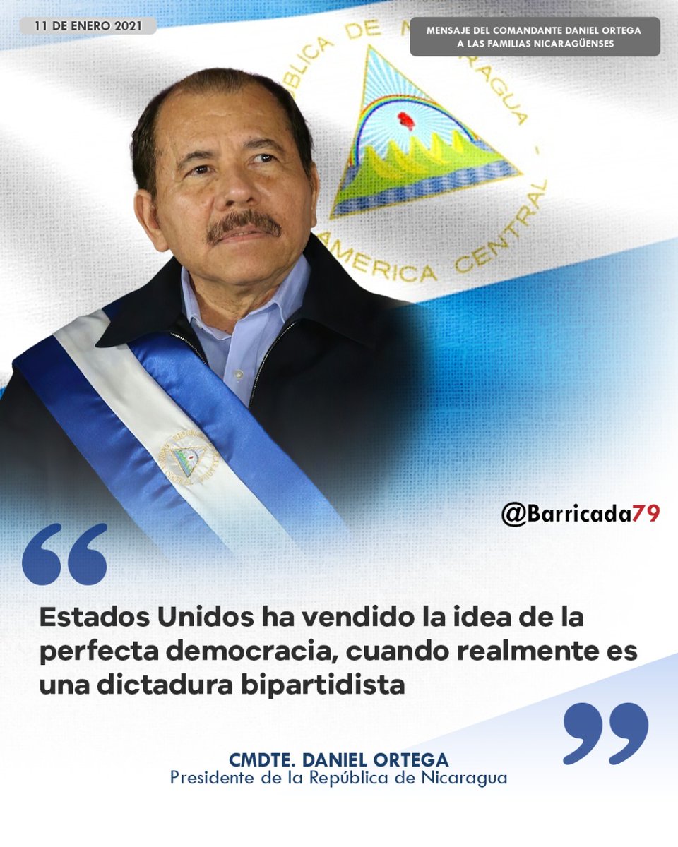 #DanielMiPresidente2021 en su mensaje a las familias Nicaragüenses hoy #11Enero de Nacional de la Educación #SeguimosCambiandoNicaragua 
#ManaguaSandinista 
<a href="/hijode_sandino/">VivaFSLN!</a> <a href="/sololepidoa/">SololepidoaDios</a> <a href="/QuenriM/">QuenriⓂ️</a> <a href="/hijode_sandino/">VivaFSLN!</a> @BrownSugarNic <a href="/NegritaFoxx/">❤🖤꧁𝕱𝖔𝖝𝖎𝖙𝖆꧂❤🖤</a> <a href="/Francis18434738/">Francis Estrella🇳🇮❤🖤</a>