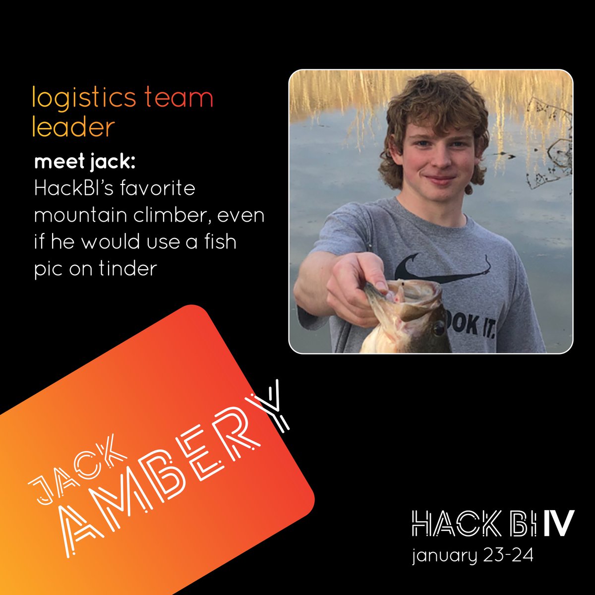 HackBIOfficial's tweet photo. Back with another Meet the Team Monday! Next up is the Logistic Team Leader Jack Ambery!! 🎣⛰🥾 https://t.co/xMrJxzu1XQ