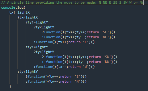 I just completed a challenge named "condition" without any if statement... unreadable 🤣#codingame #codingisfun