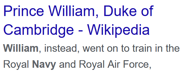 2) comms start >Bill > Clinton OR Prince William > going with William due to the Navy reference33 > [their] number