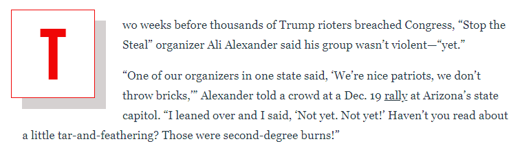 On the 19th of Dec, Ali attended a Pro-Trump rally at Arizona's state capitol promoting "stop the steal" and as  @thedailybeast reports "went on to use “yet” as a code word for violence."