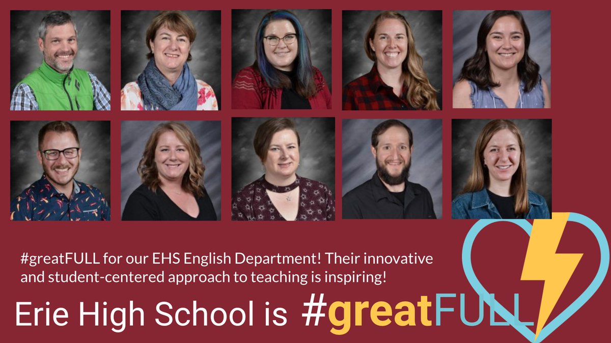 LizRussell_edu's tweet photo. #greatFULL for our @ErieHighSchool English Department for their innovative and student-centered approach to teaching! @hashtagjrupp @MrsMunn12 @TigesPrincipal @ErieHSAthletics @ErieHigh_AP @SVVSDsupt
@SVVSDdeputy @bkkrause01 @MrChase https://t.co/9356BkQprr