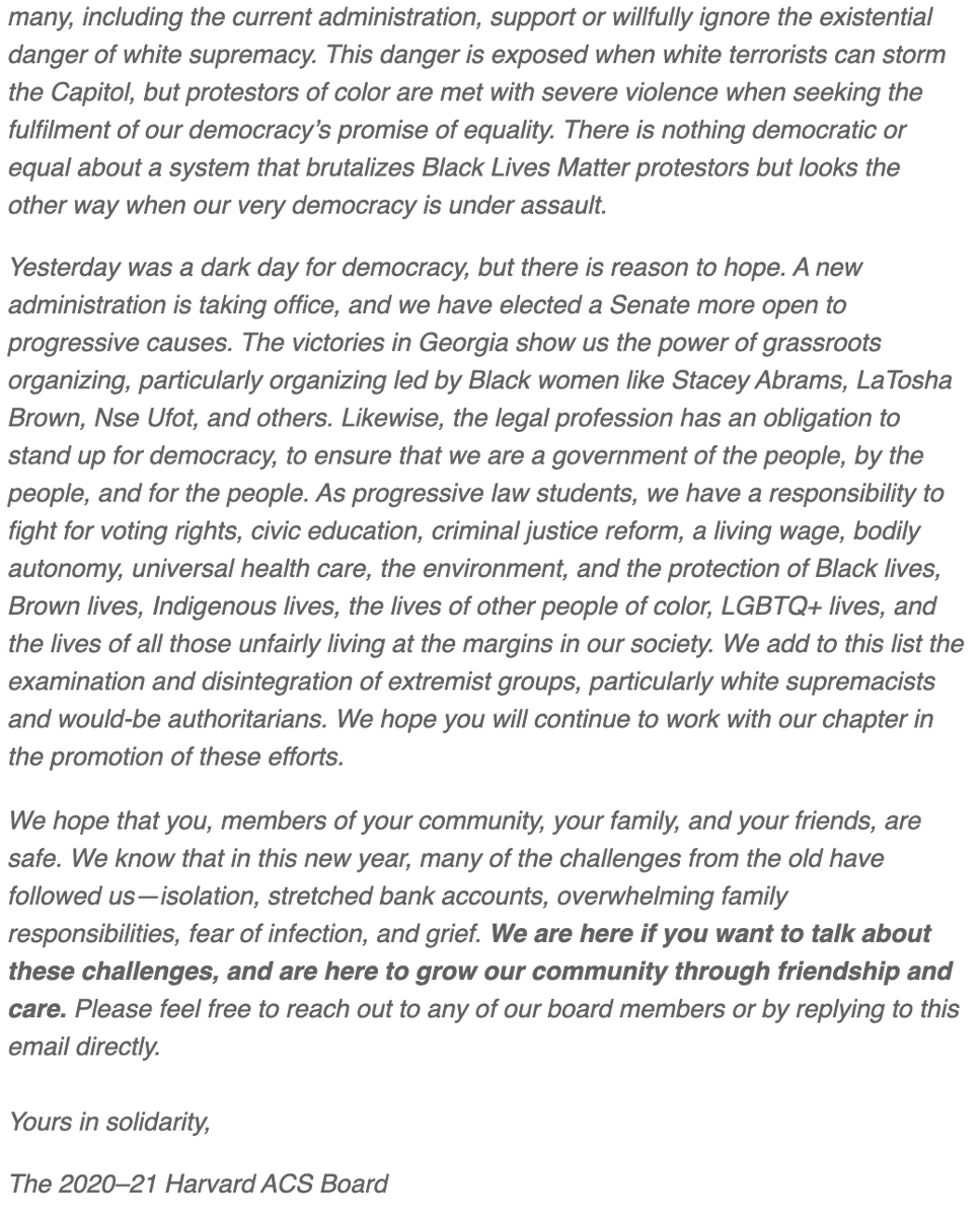 HarvardACS's tweet photo. Our chapter's statement about Jan. 6, 2021. https://t.co/eDUBcoaQTl