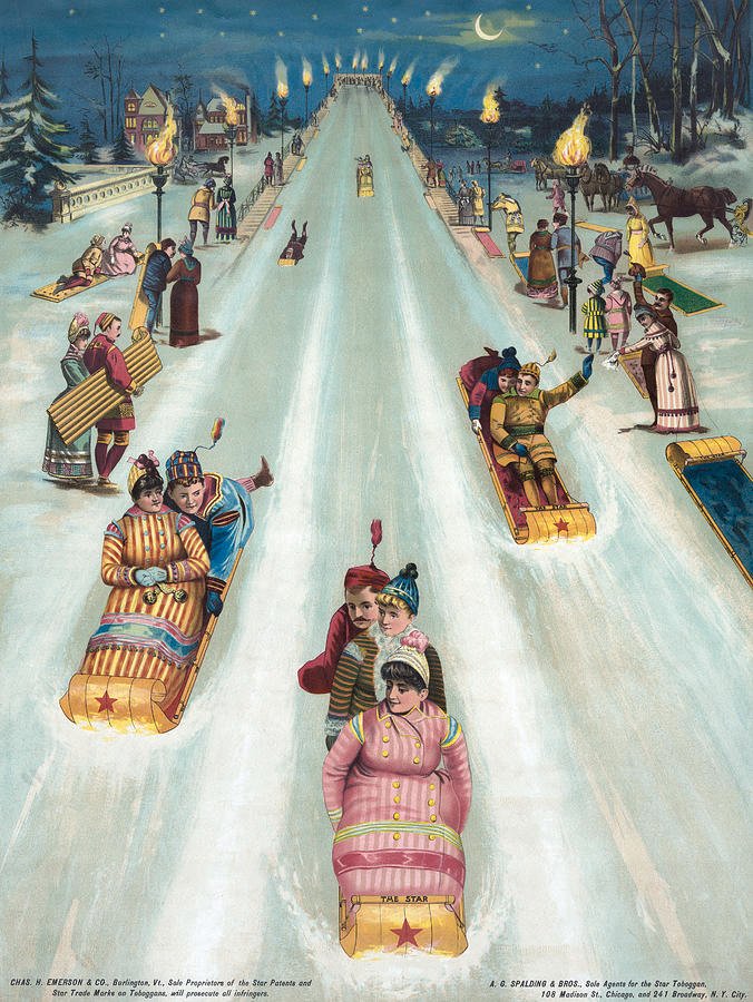 On Victorian times Sledding became a fun winter activity for all the family members, young and old people gathered to race on the slopes and had fun doing it.